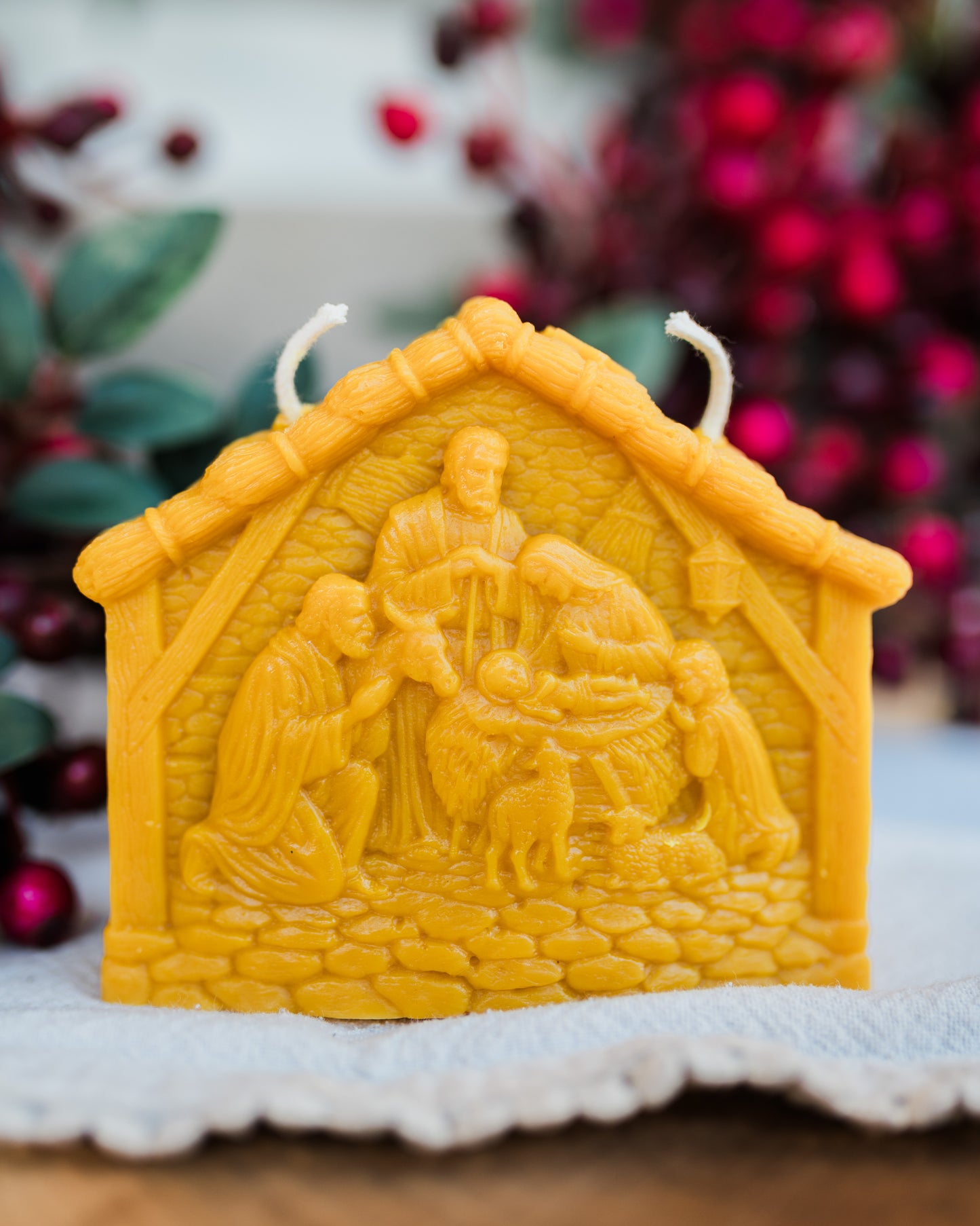 Nativity Beeswax Candle