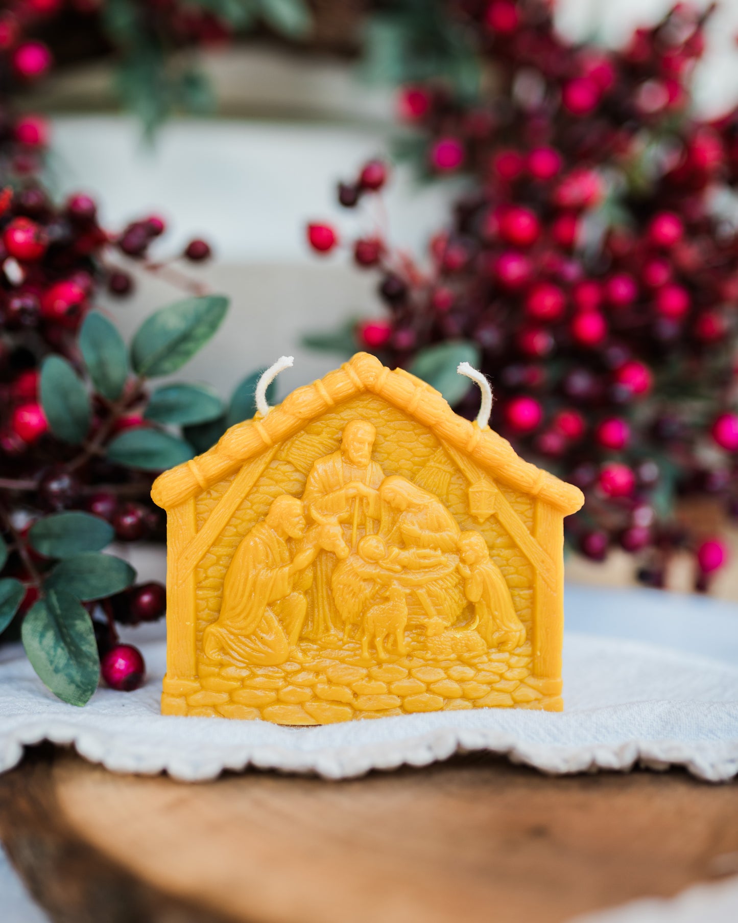 Nativity Beeswax Candle