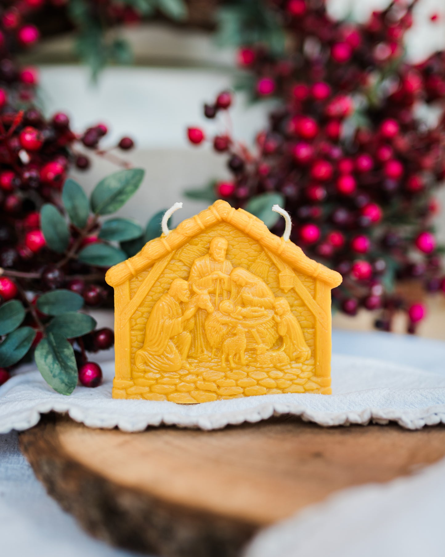 Nativity Beeswax Candle