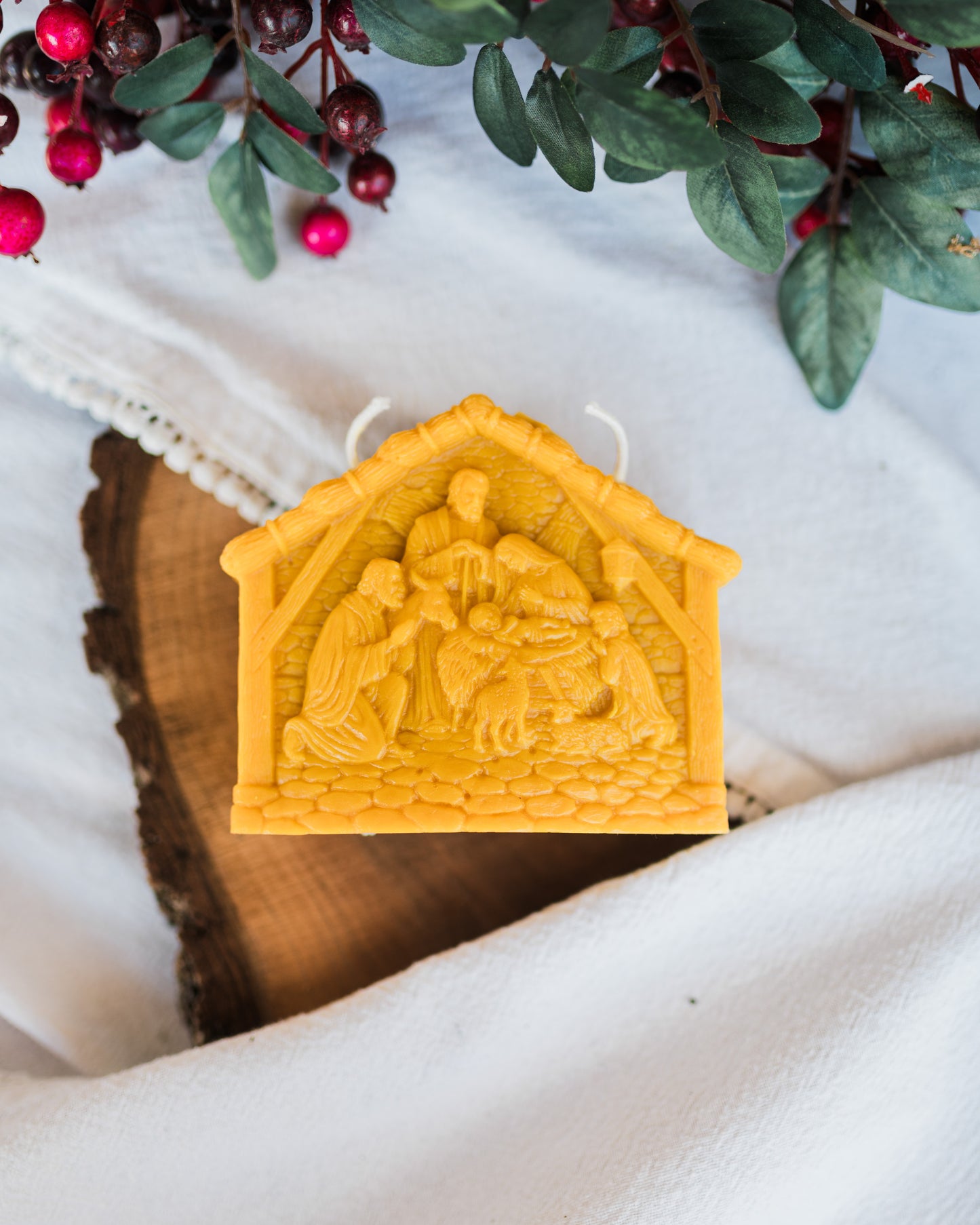 Nativity Beeswax Candle