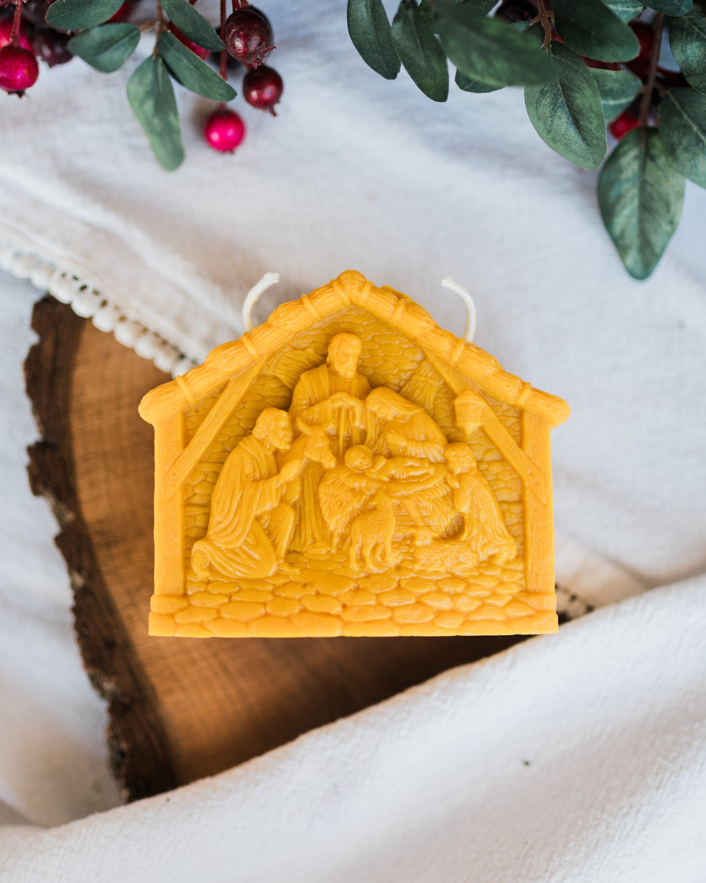 Nativity Beeswax Candle