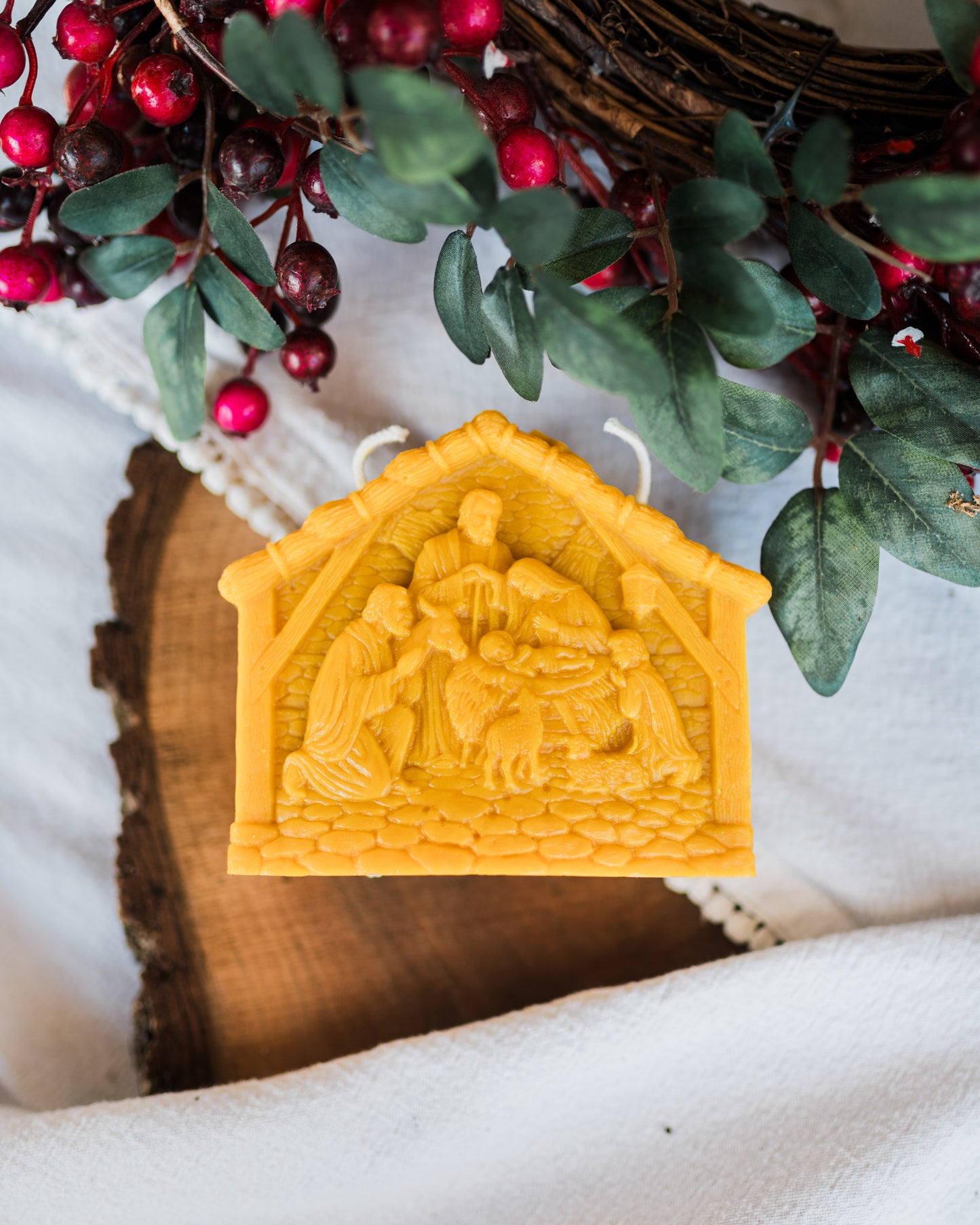 Nativity Beeswax Candle