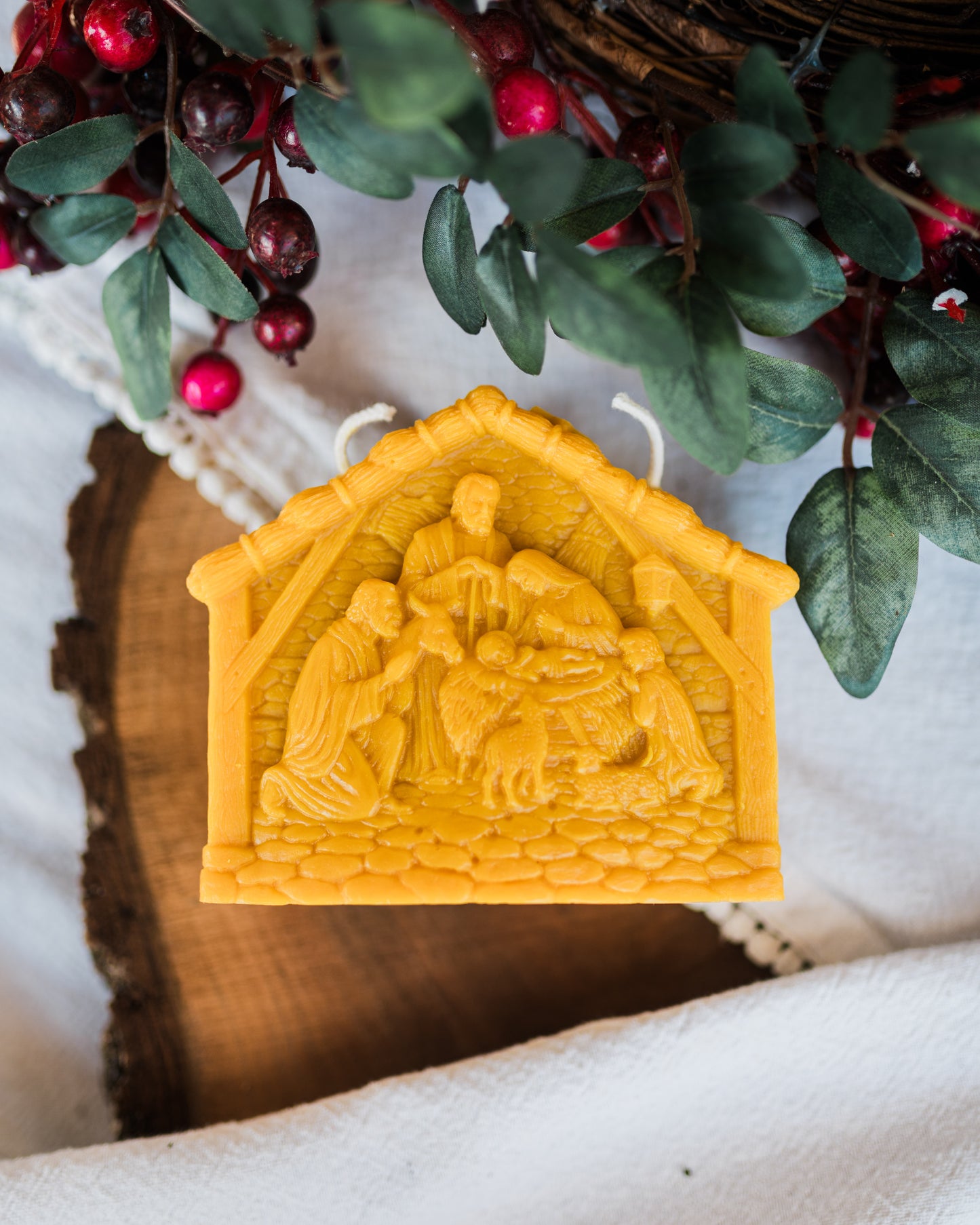 Nativity Beeswax Candle