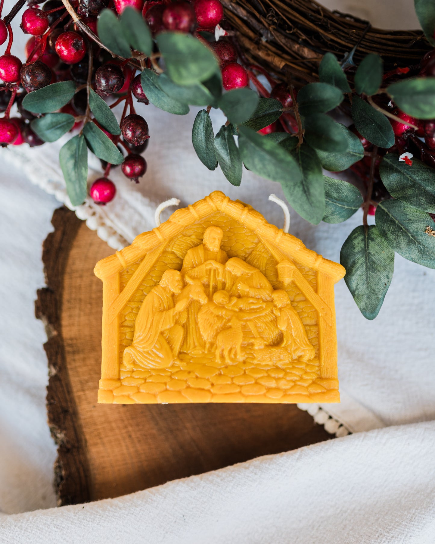 Nativity Beeswax Candle