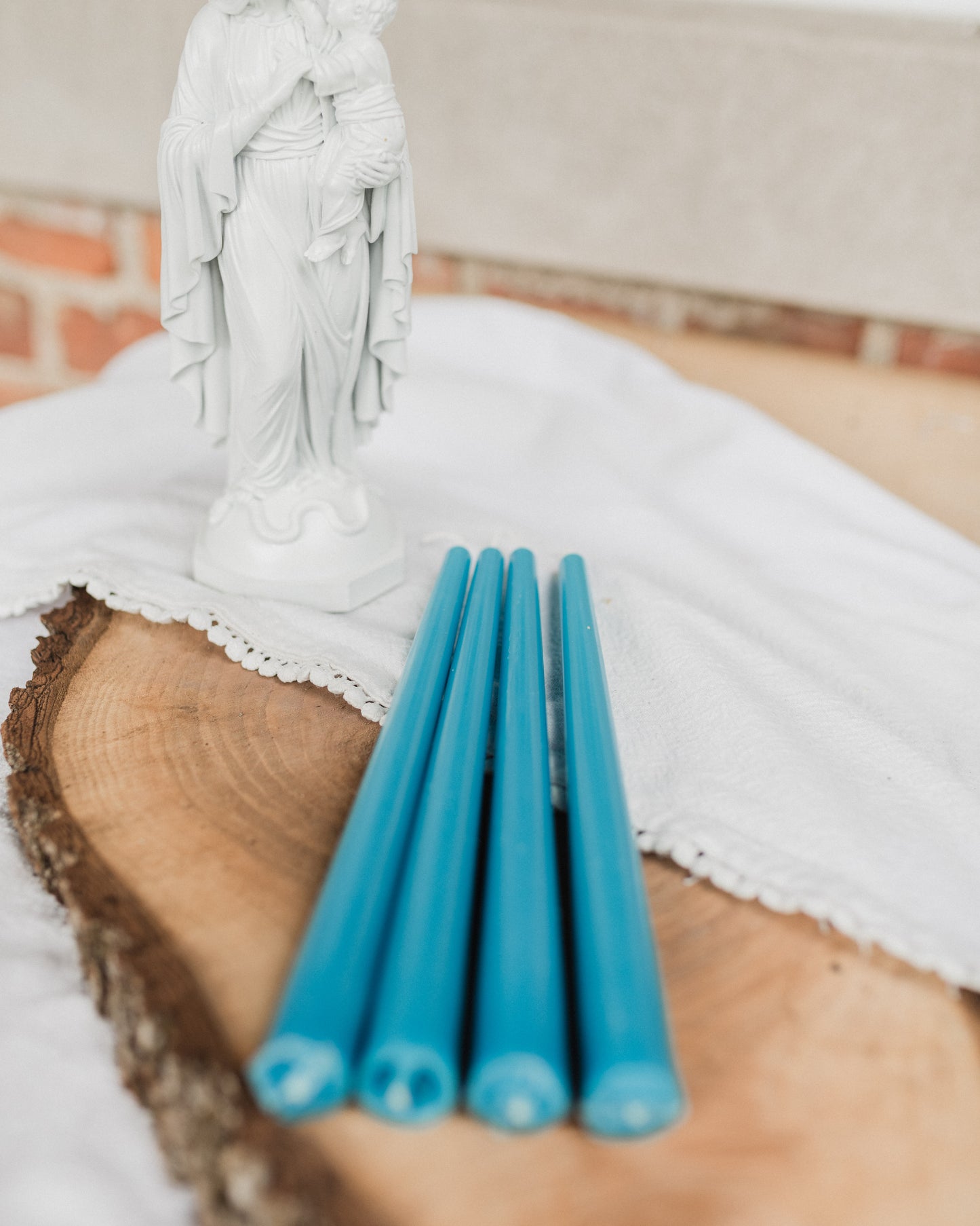 Blue Marian Beeswax Taper Candles
