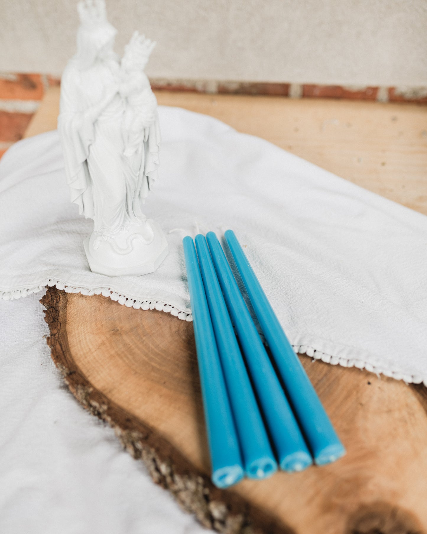 Blue Marian Beeswax Taper Candles