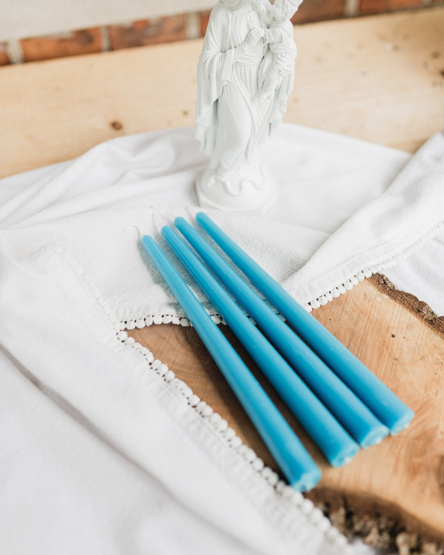 Blue Marian Beeswax Taper Candles