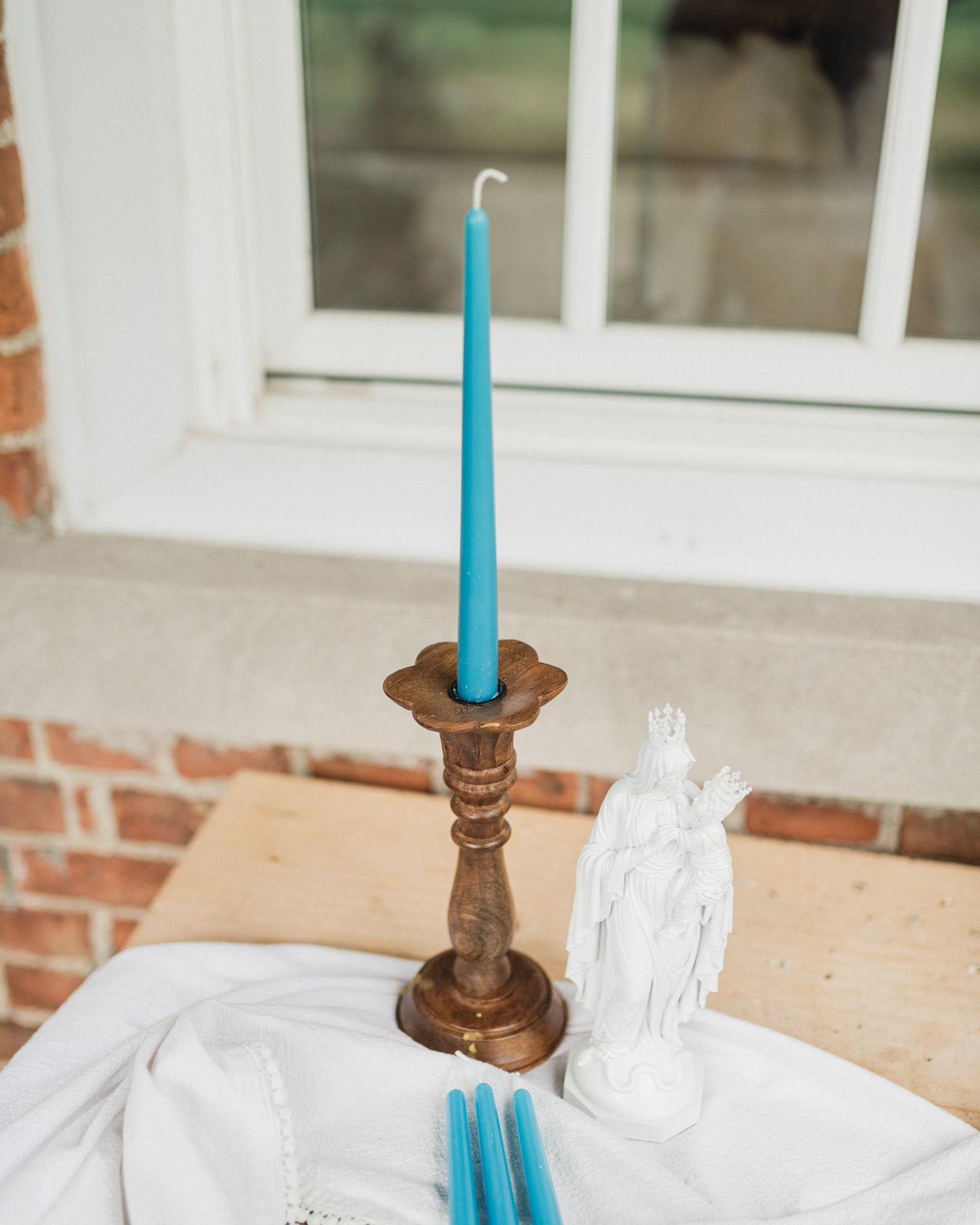 Blue Marian Beeswax Taper Candles