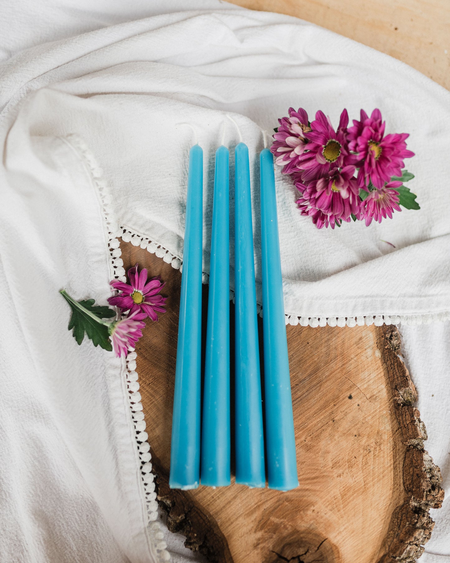 Blue Marian Beeswax Taper Candles