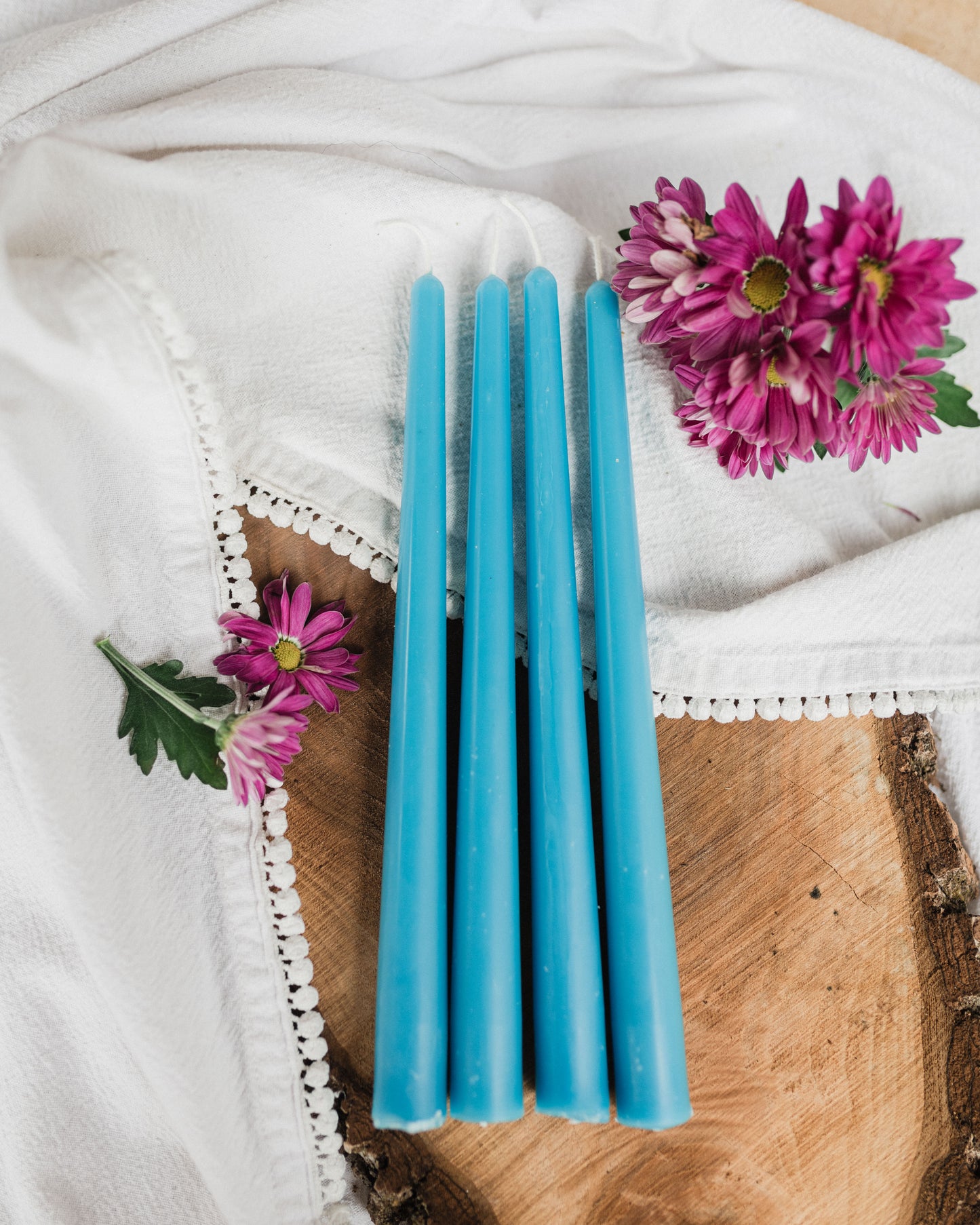 Blue Marian Beeswax Taper Candles