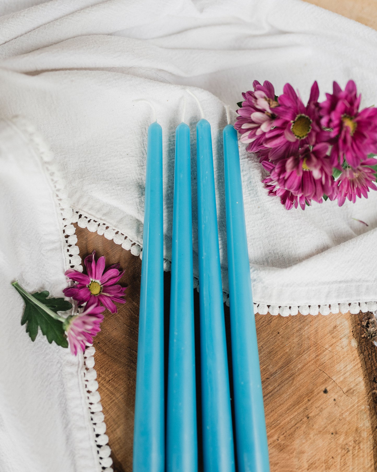 Blue Marian Beeswax Taper Candles