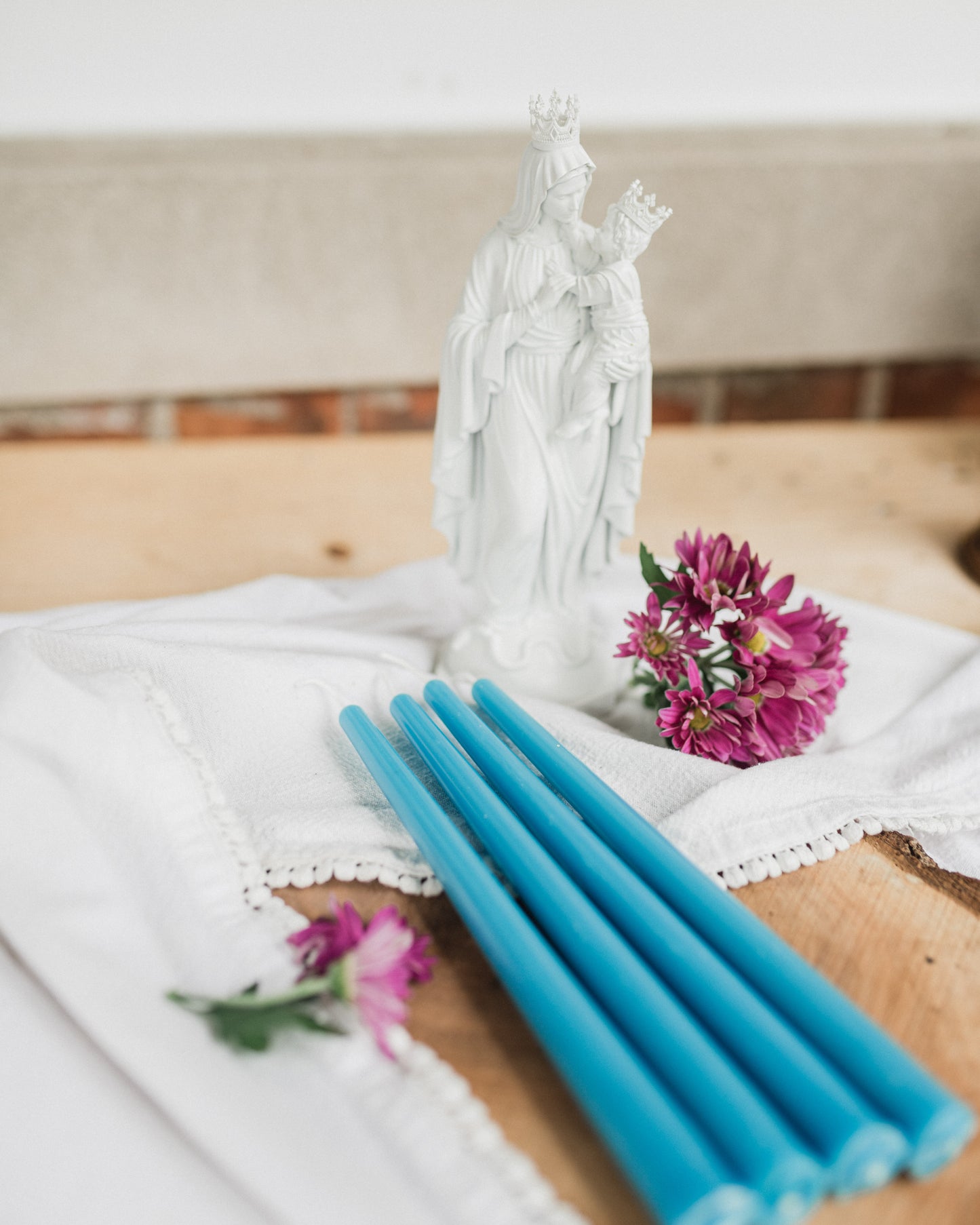 Blue Marian Beeswax Taper Candles