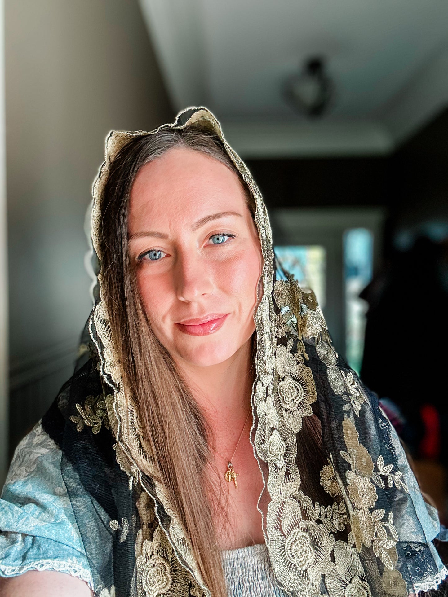 Black & Gold Lace Mantilla