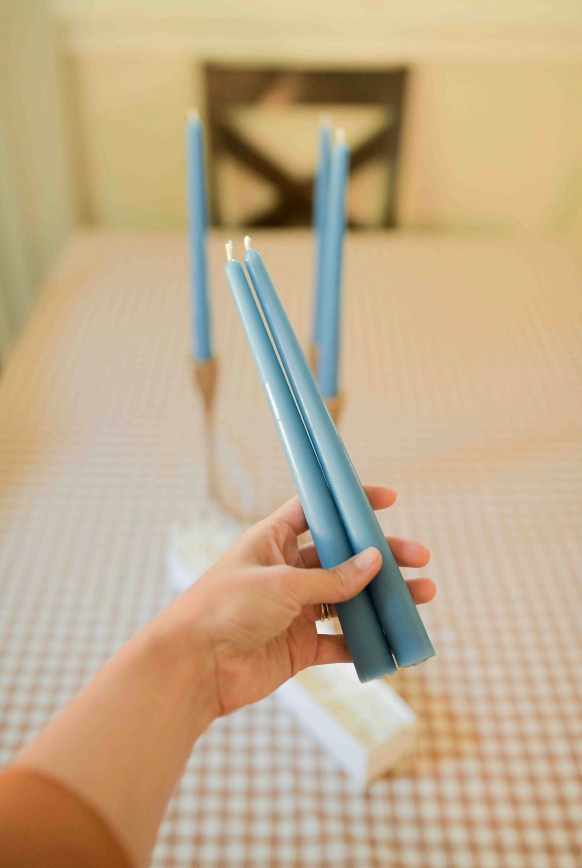 Blue Marian Beeswax Taper Candles