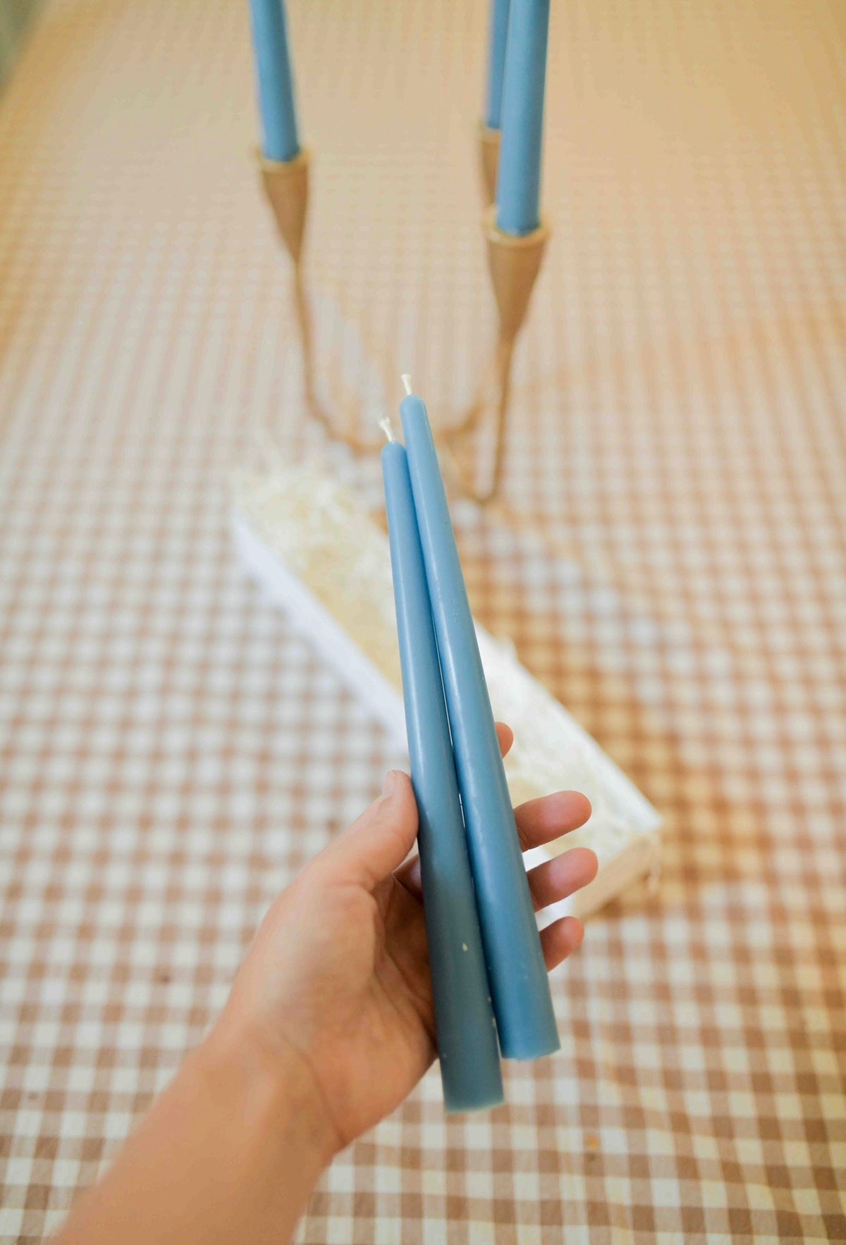 Blue Marian Beeswax Taper Candles