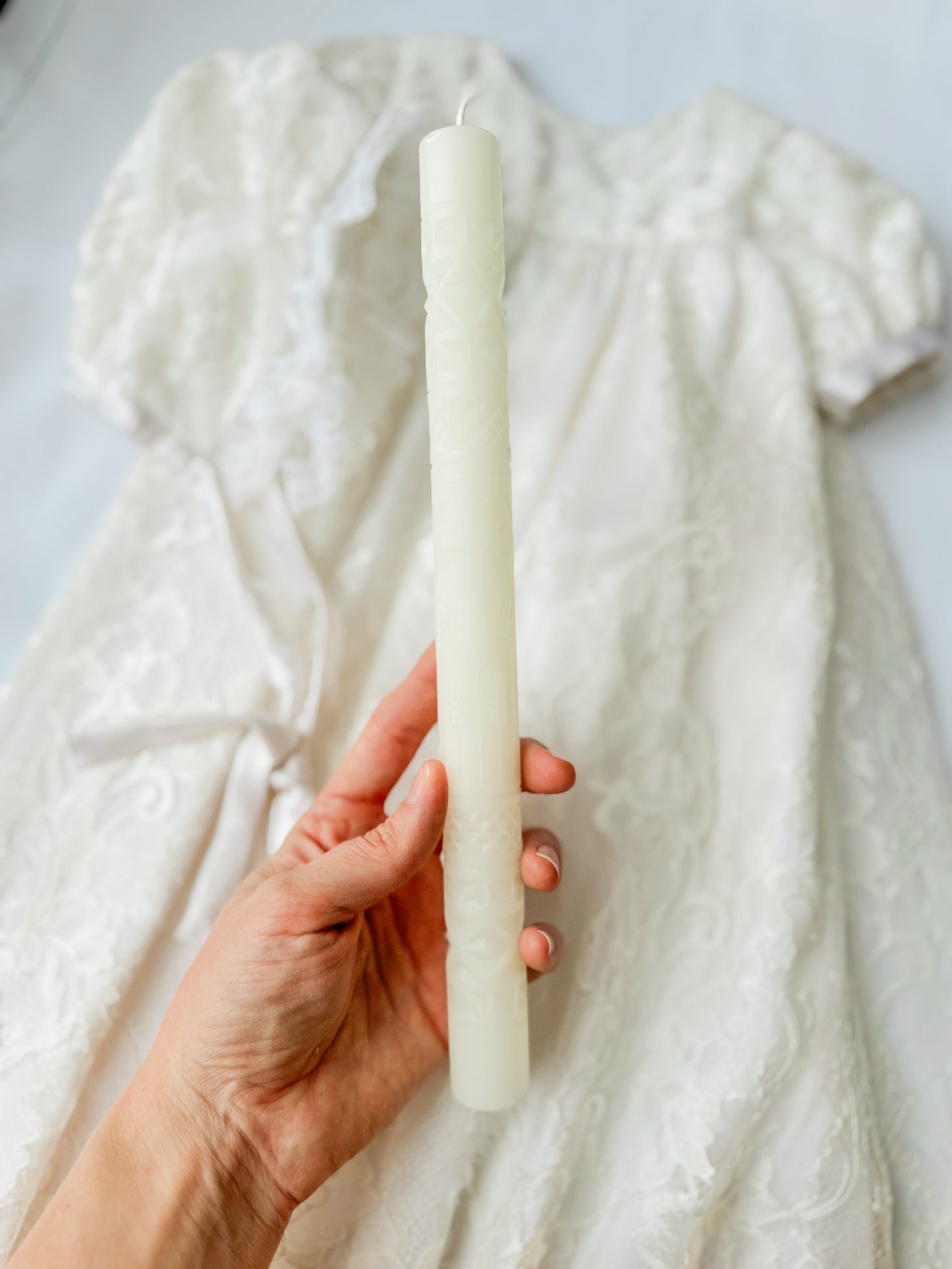 Beeswax baptismal candle