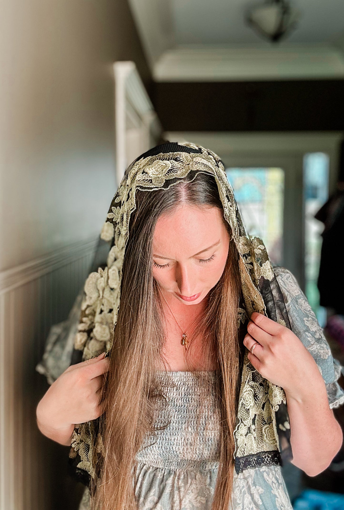 Black & Gold Lace Mantilla