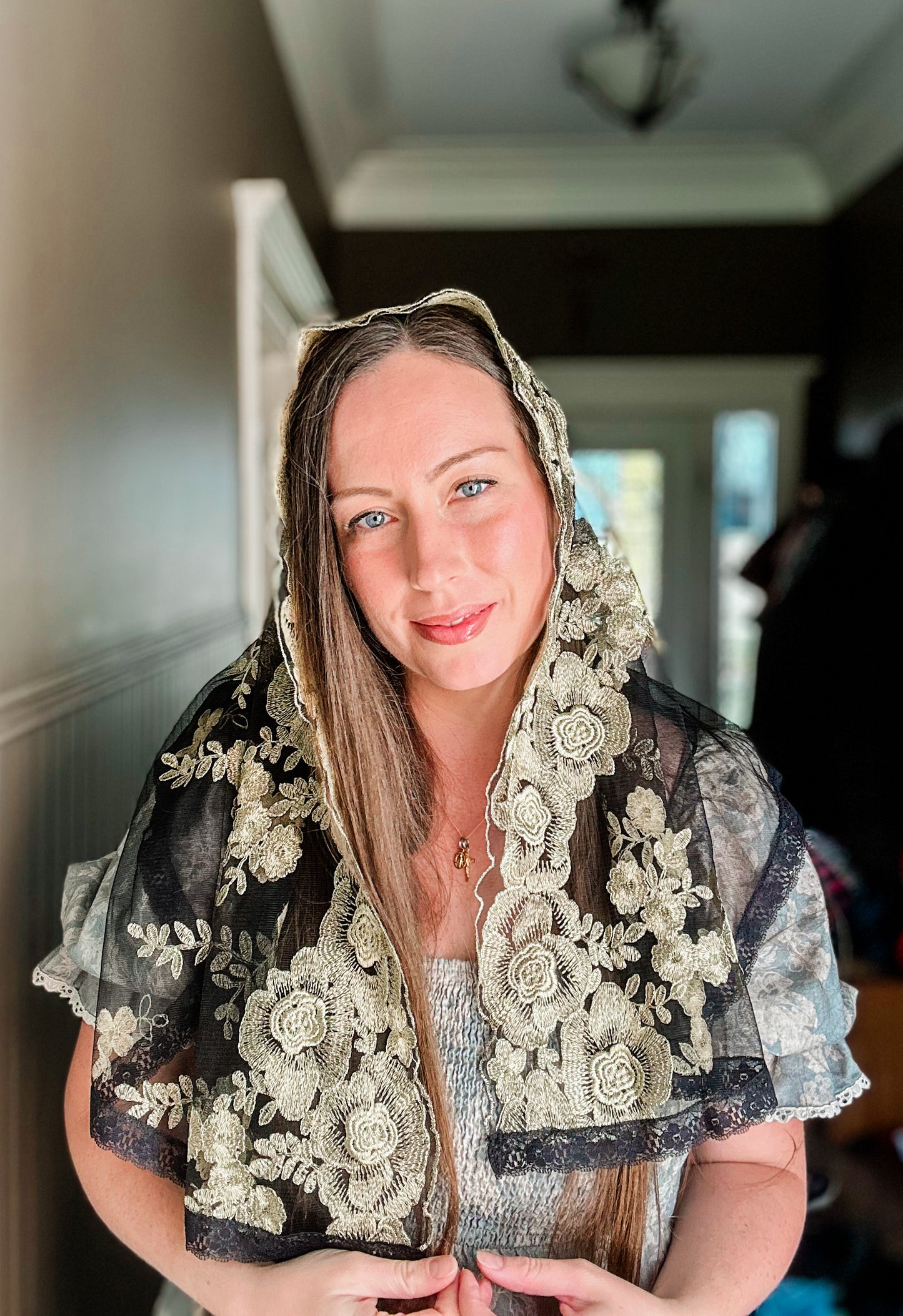 Black & Gold Lace Mantilla