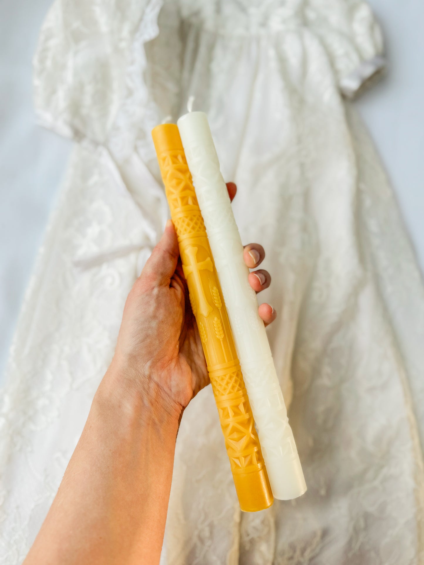 Beeswax baptismal candle