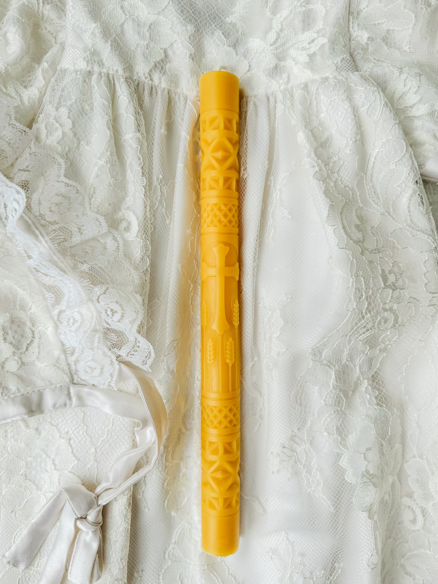 Beeswax baptismal candle
