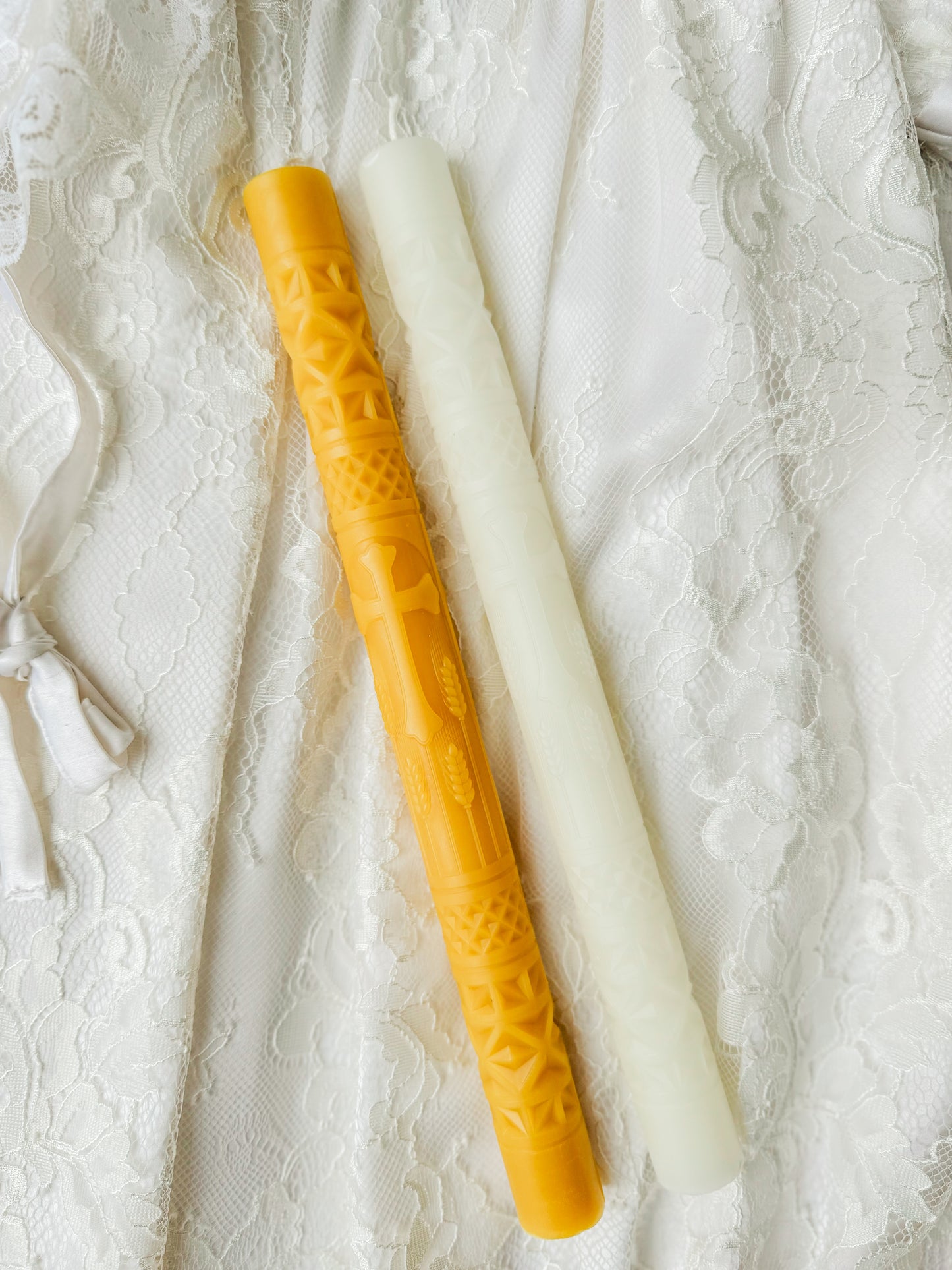 Beeswax baptismal candle