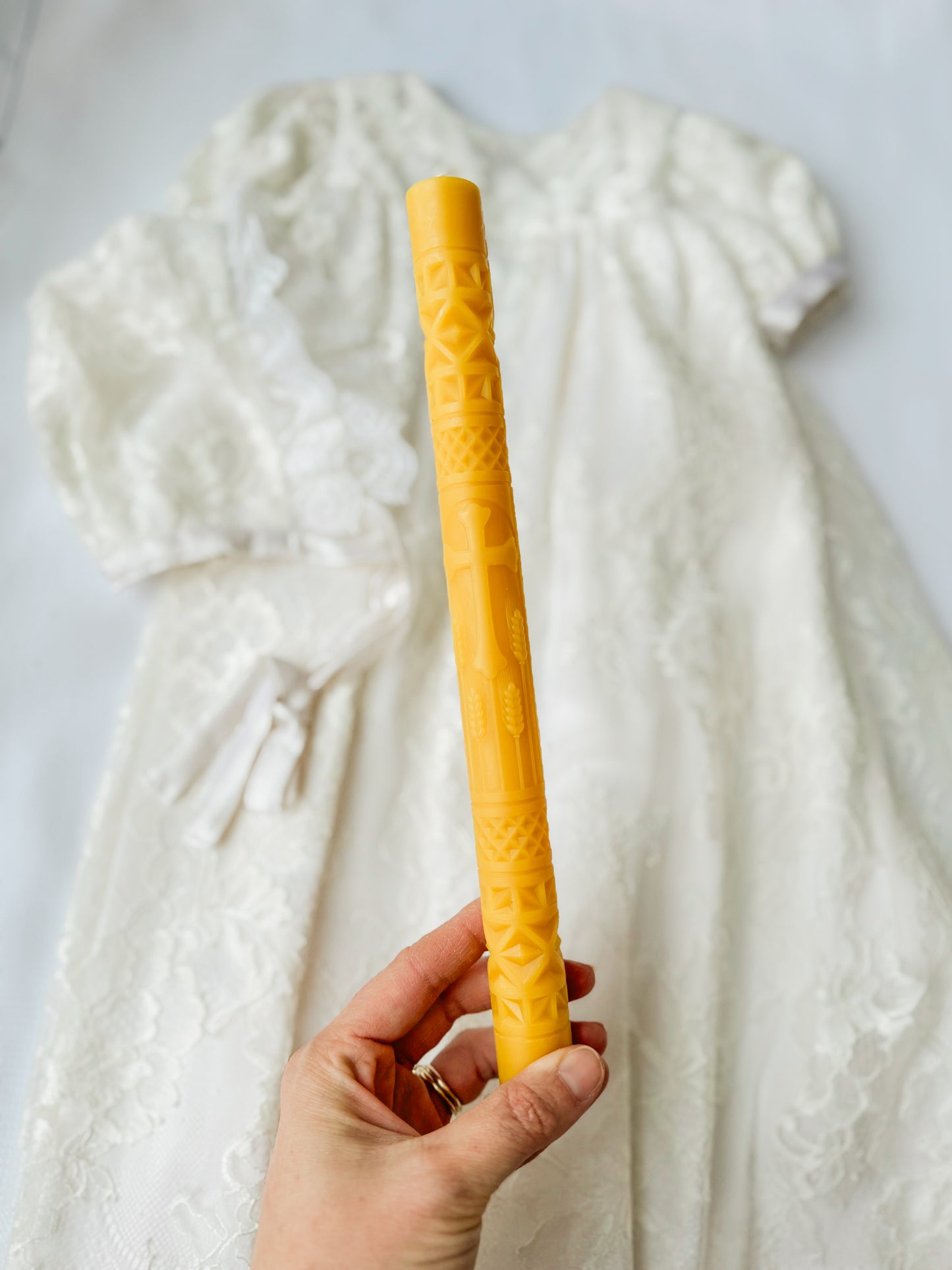 Beeswax baptismal candle