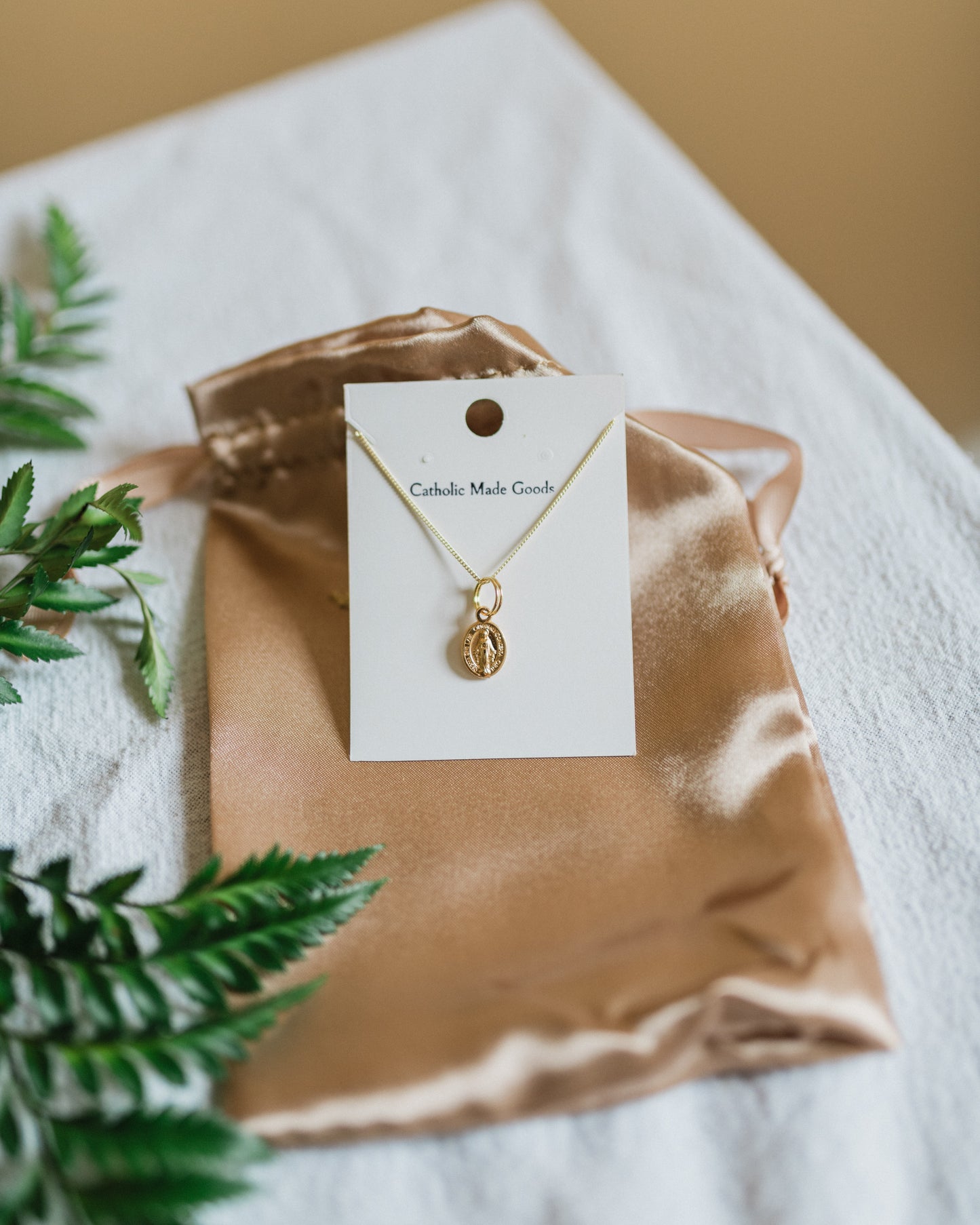Mini Miraculous Medal Necklace (Gilt)