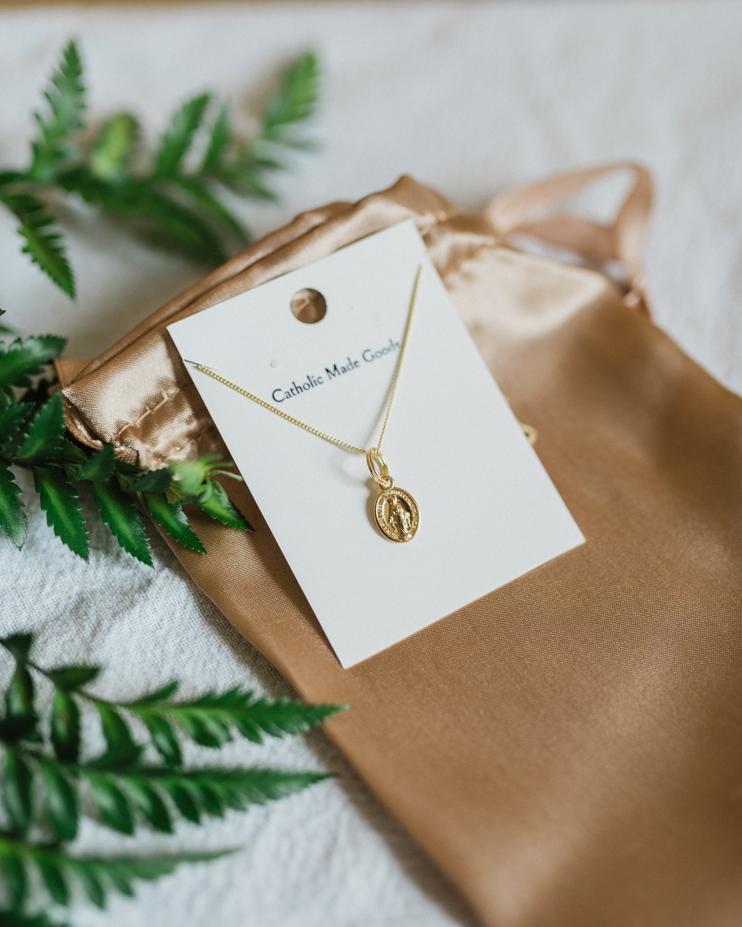 Mini Miraculous Medal Necklace (Gilt)
