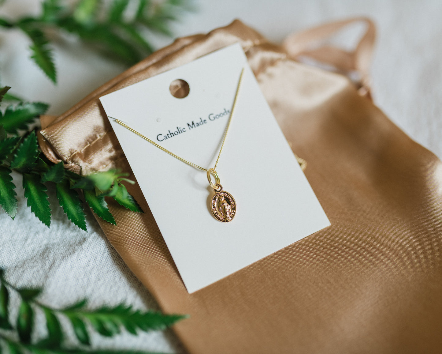 Mini Miraculous Medal Necklace (Gilt)