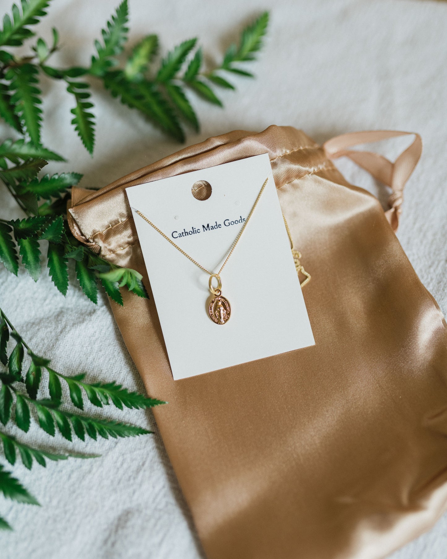 Mini Miraculous Medal Necklace (Gilt)