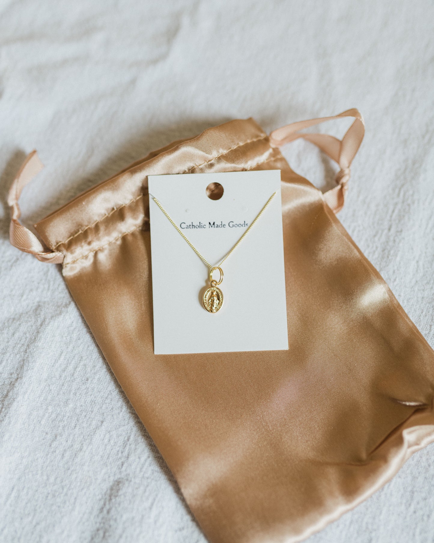 Mini Miraculous Medal Necklace (Gilt)