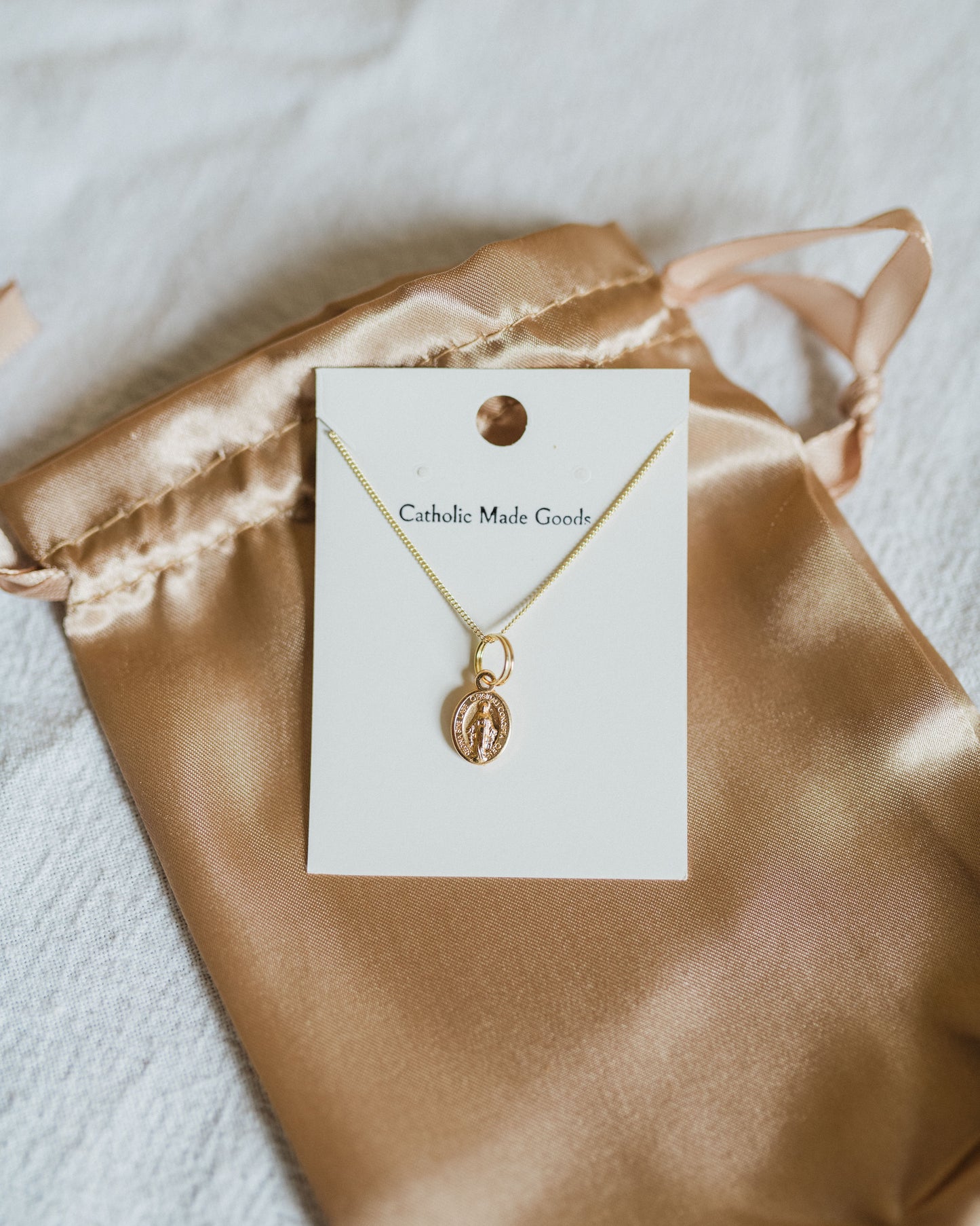 Mini Miraculous Medal Necklace (Gilt)