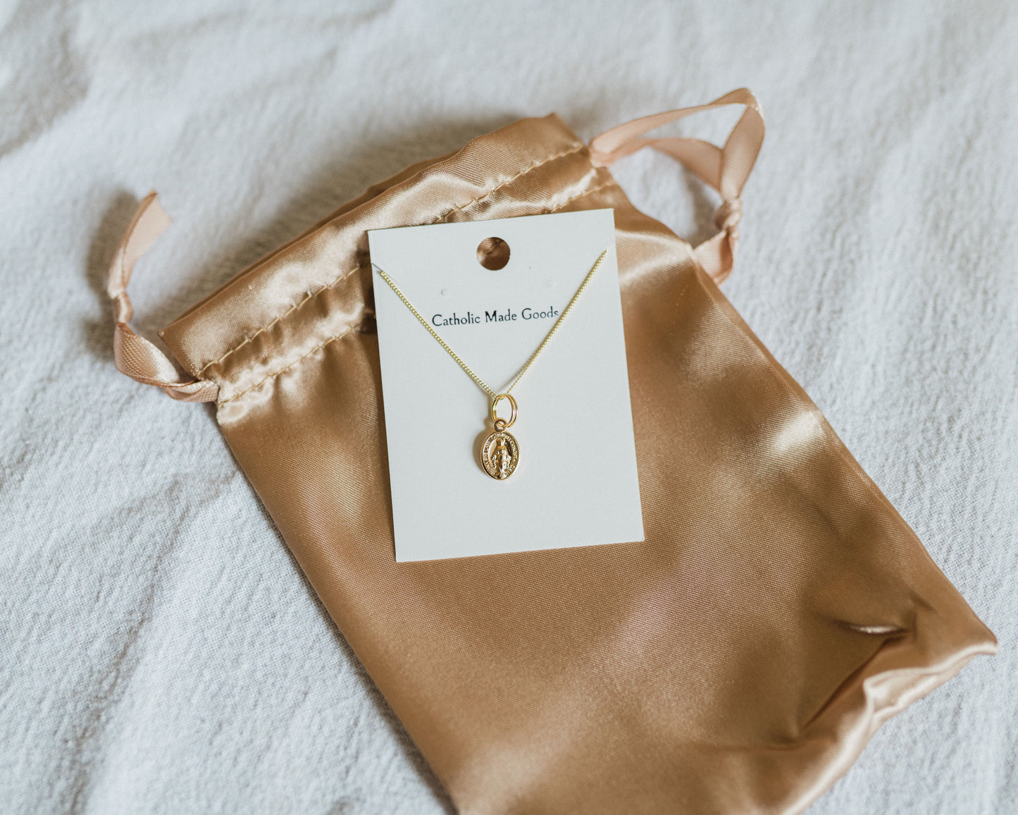 Mini Miraculous Medal Necklace (Gilt)