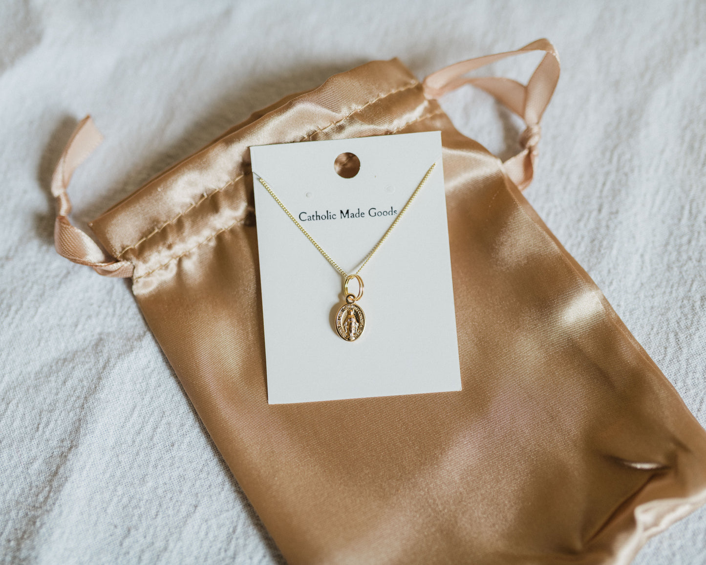 Mini Miraculous Medal Necklace (Gilt)