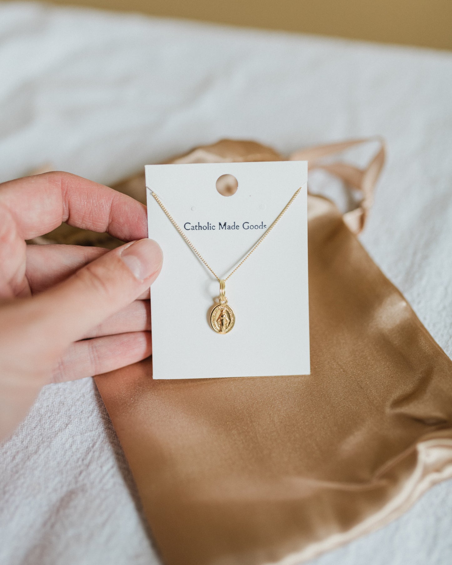 Mini Miraculous Medal Necklace (Gilt)