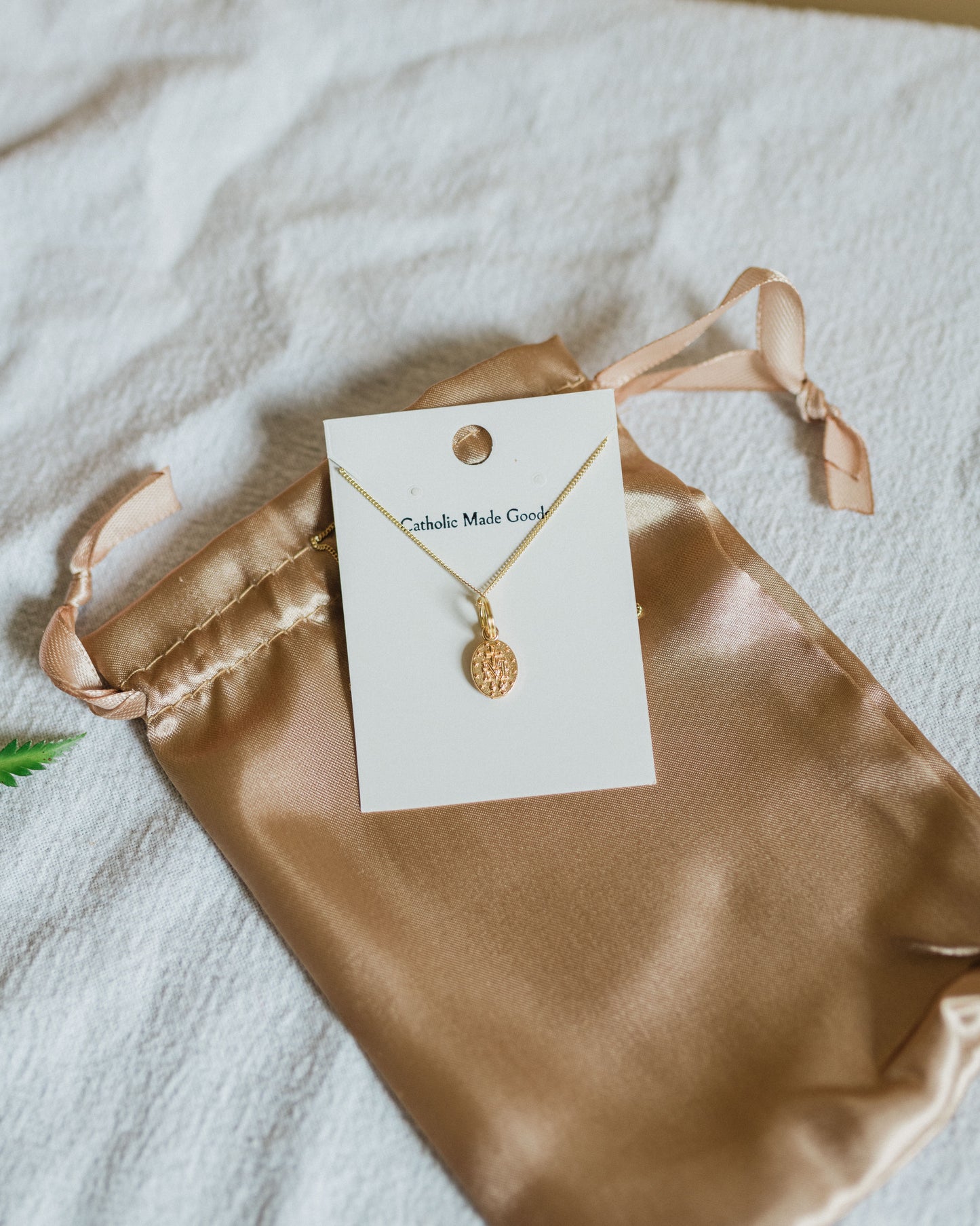 Mini Miraculous Medal Necklace (Gilt)