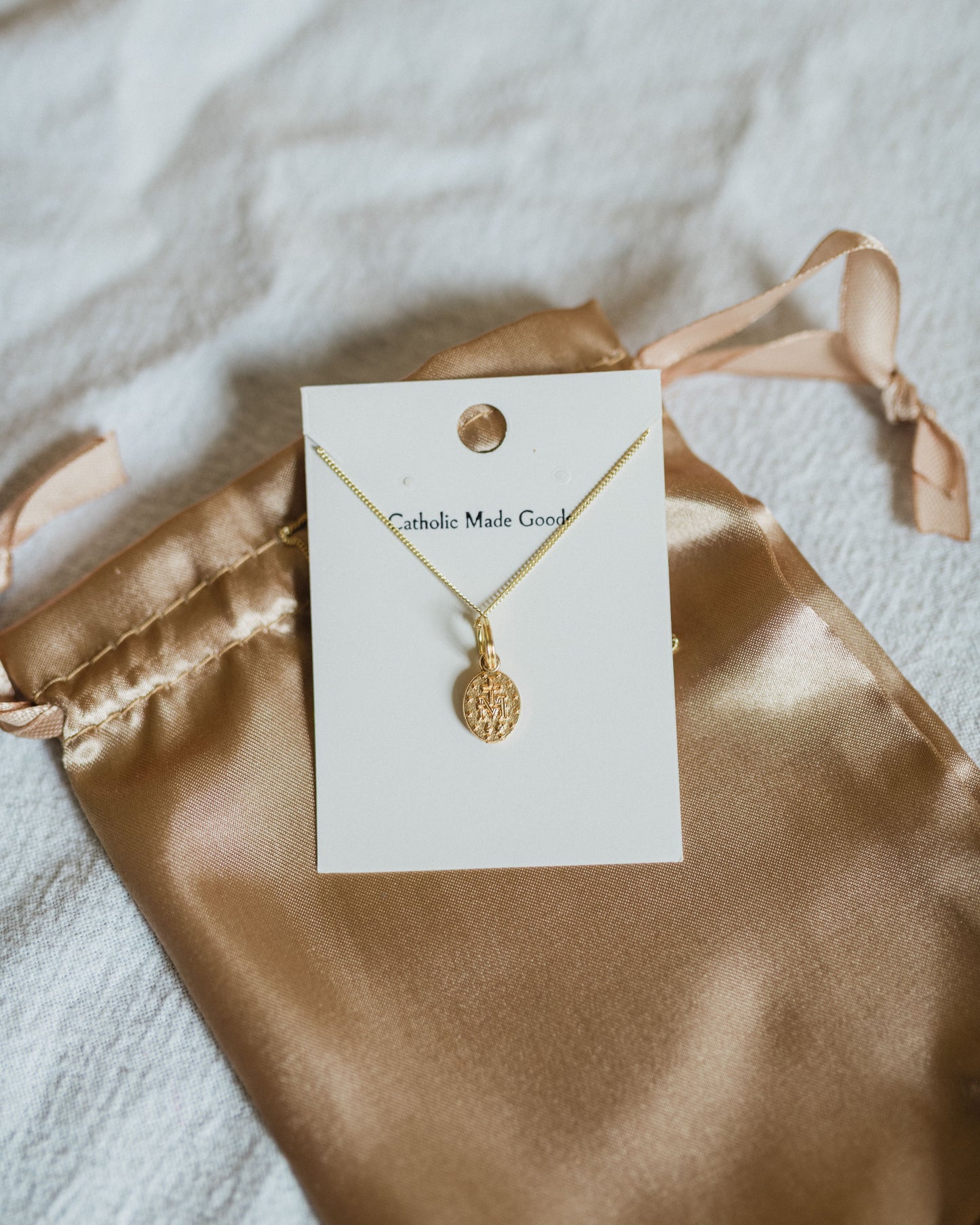 Mini Miraculous Medal Necklace (Gilt)