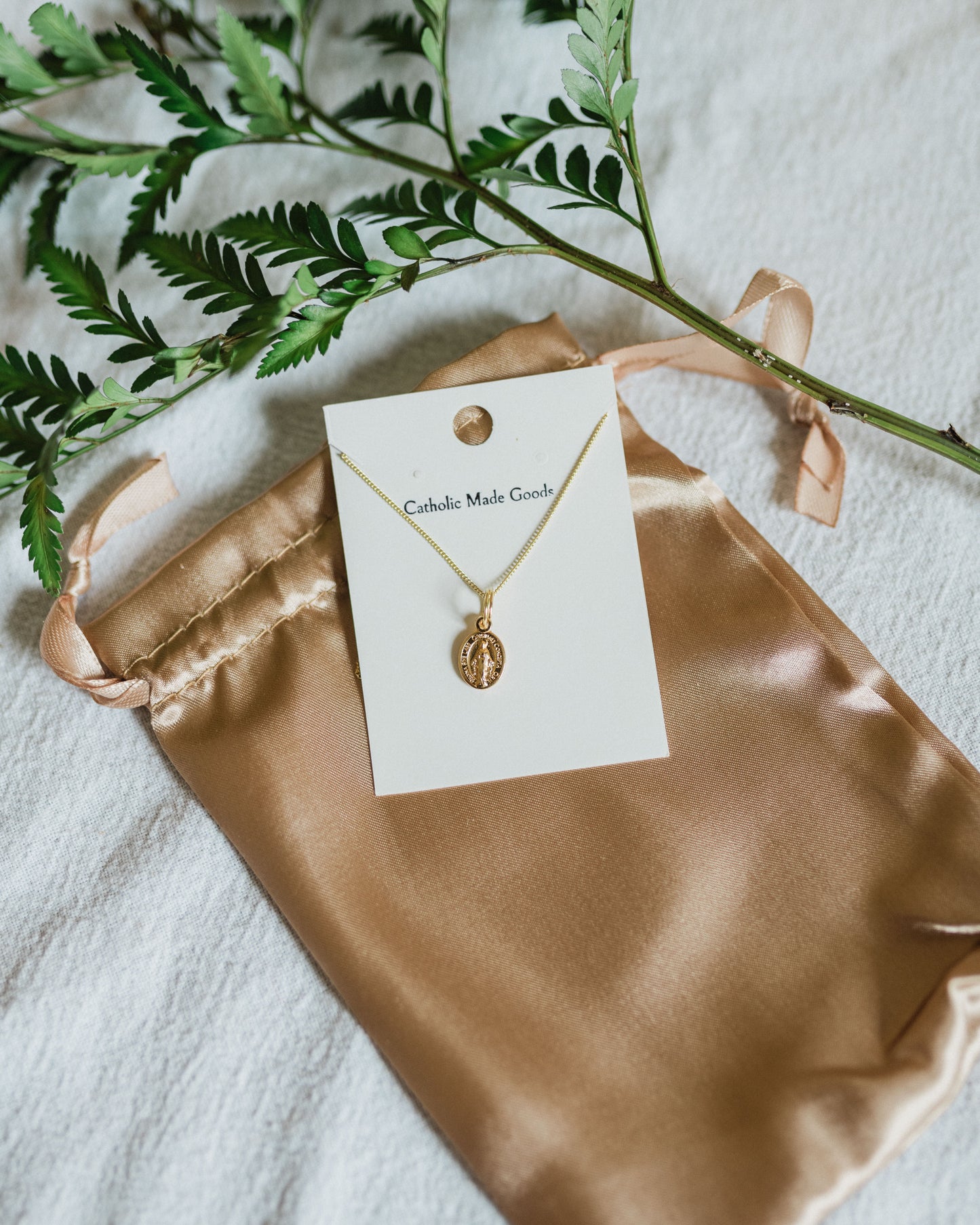 Mini Miraculous Medal Necklace (Gilt)