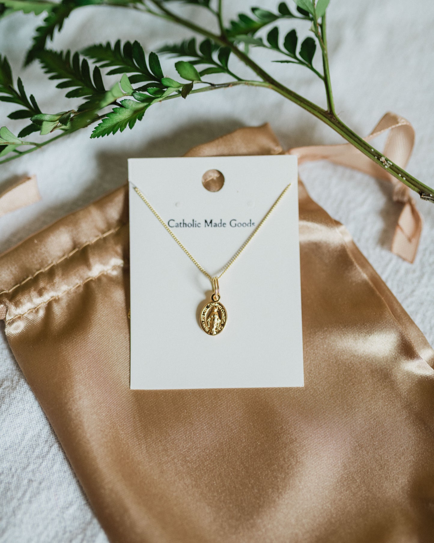 Mini Miraculous Medal Necklace (Gilt)