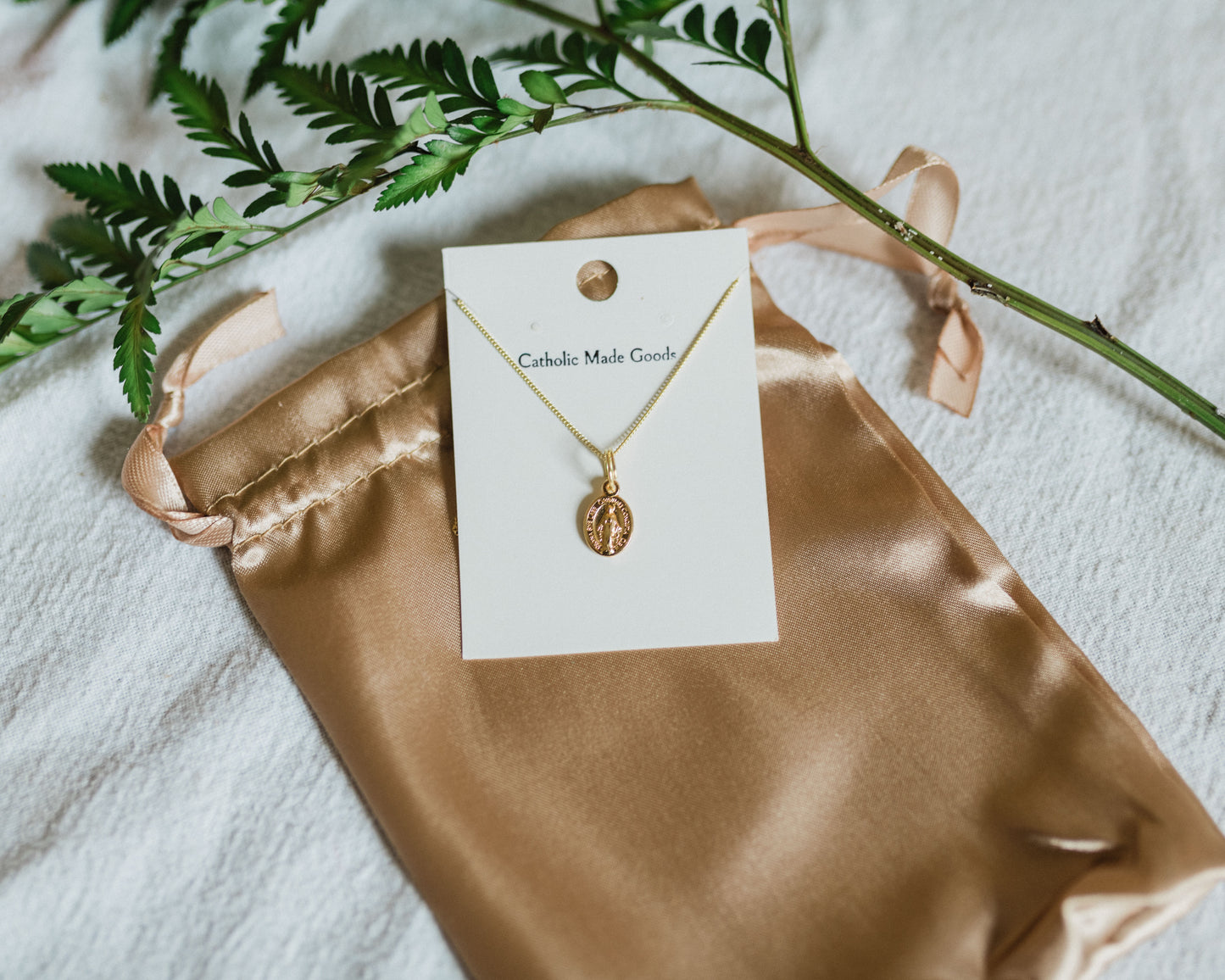 Mini Miraculous Medal Necklace (Gilt)