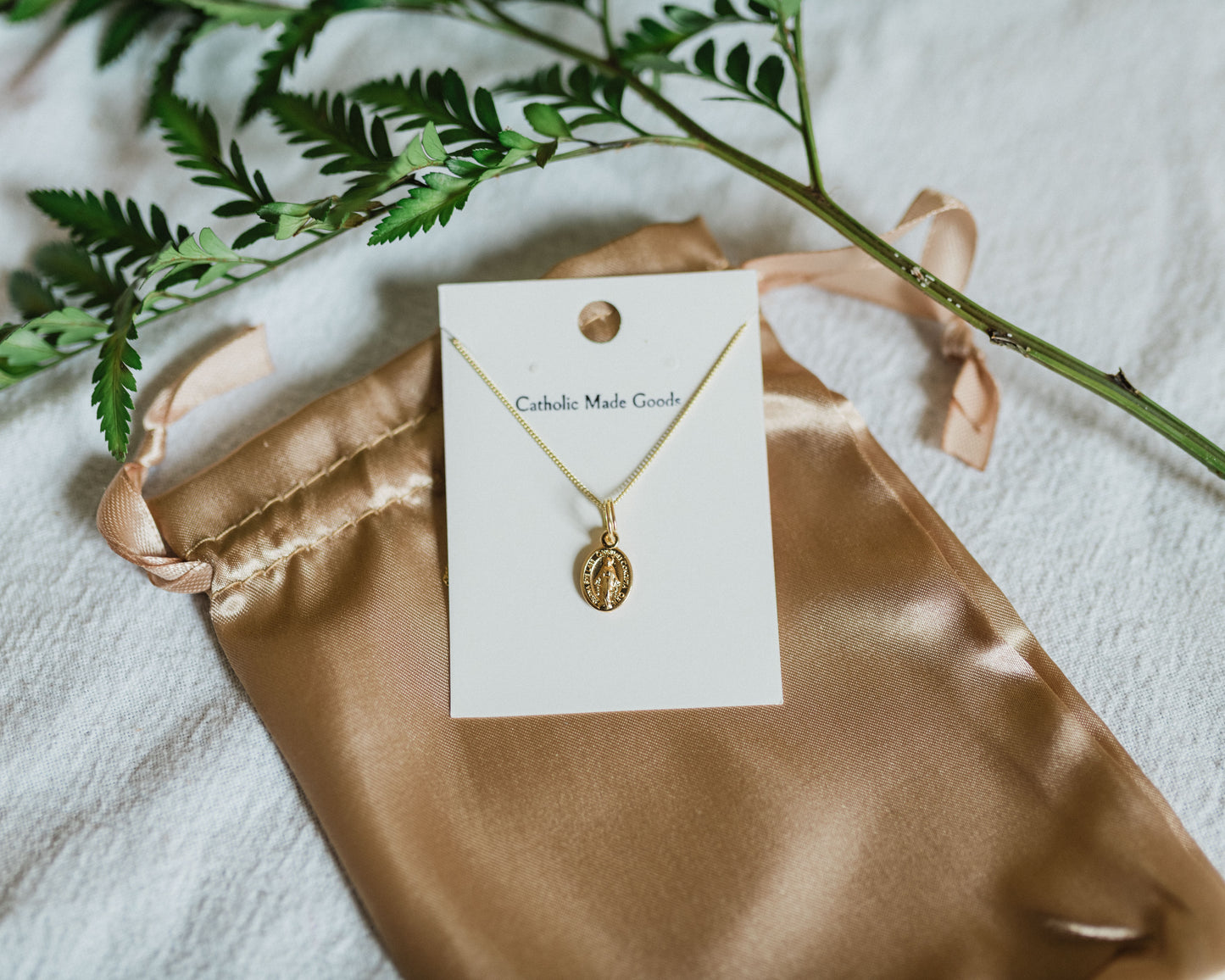 Mini Miraculous Medal Necklace (Gilt)