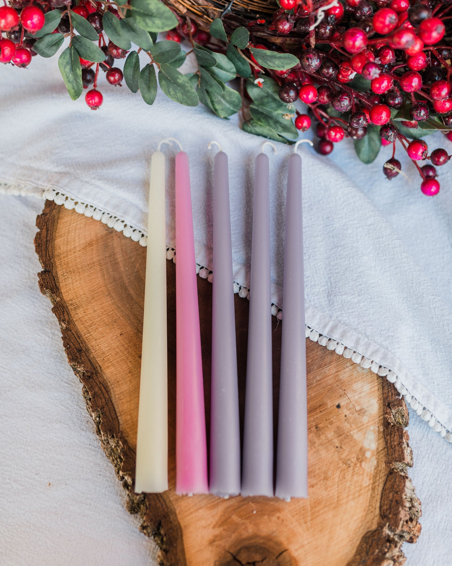 Muted Beeswax Advent Candles