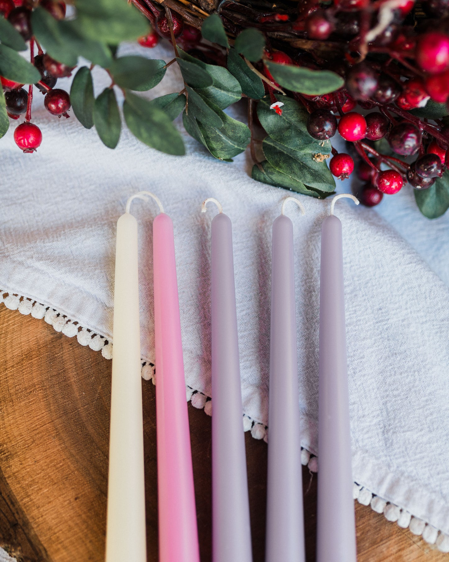 Muted Beeswax Advent Candles