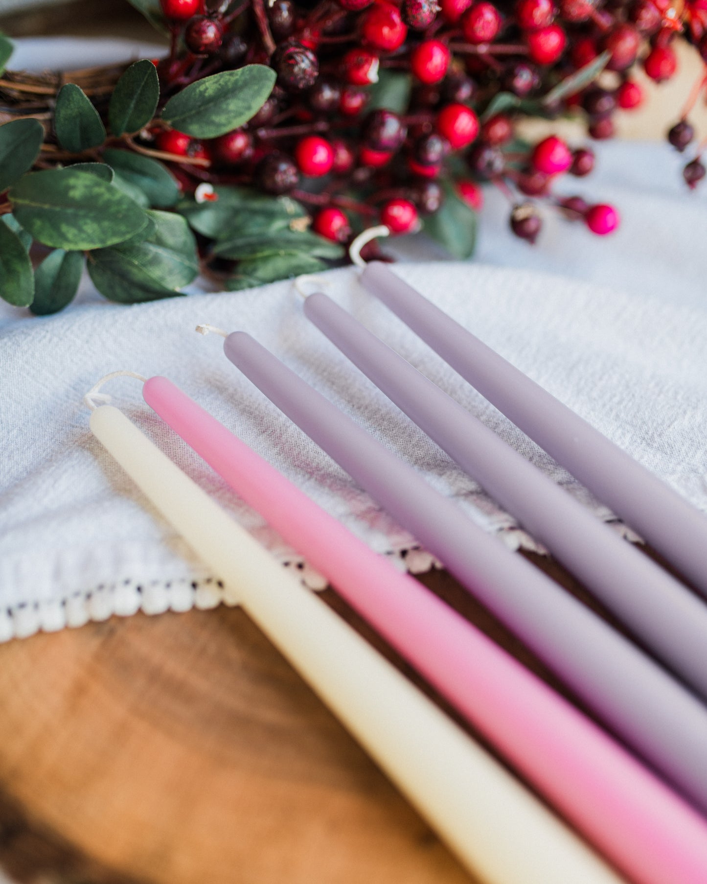 Muted Beeswax Advent Candles
