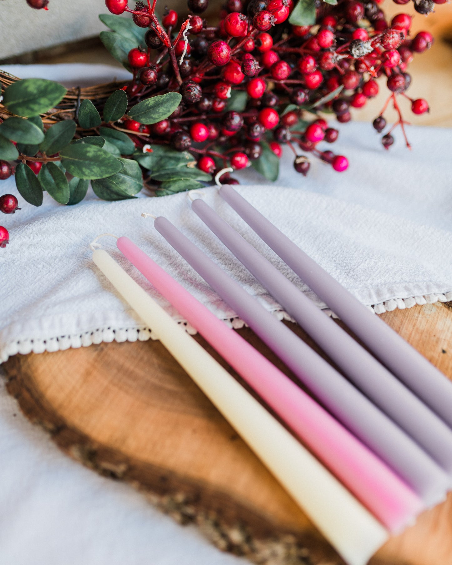 Muted Beeswax Advent Candles