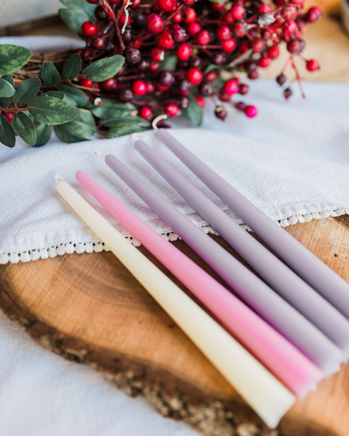 Muted Beeswax Advent Candles