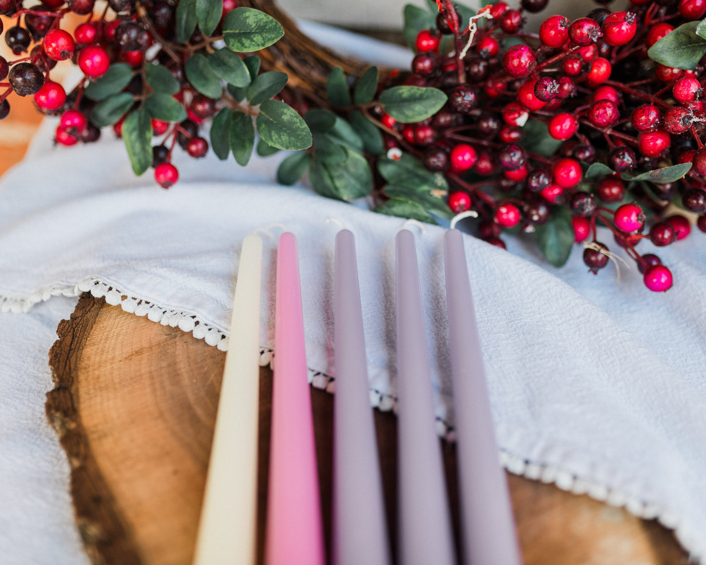 Muted Beeswax Advent Candles