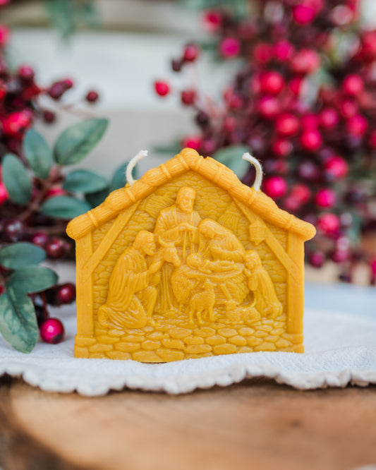 Nativity Beeswax Candle
