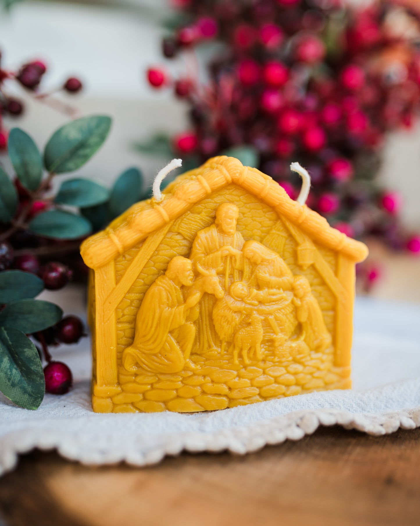 Nativity Beeswax Candle