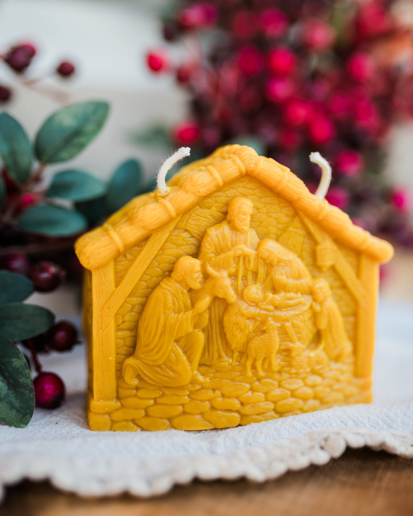 Nativity Beeswax Candle